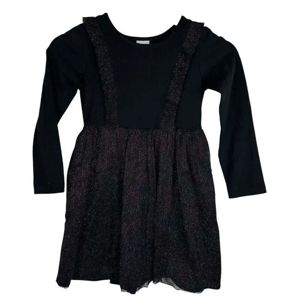 Hanna Andersson Sparkle Dress In Soft Tulle Black 110 / 5
